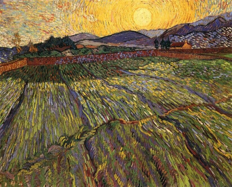 Enclosed Field With Rising Sun Van Gogh Oil Painting